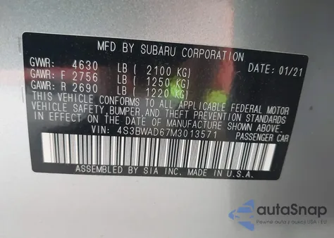 2021 Subaru Legacy Premium from USA, damaged, VIN 4S3BWAD67M3013571